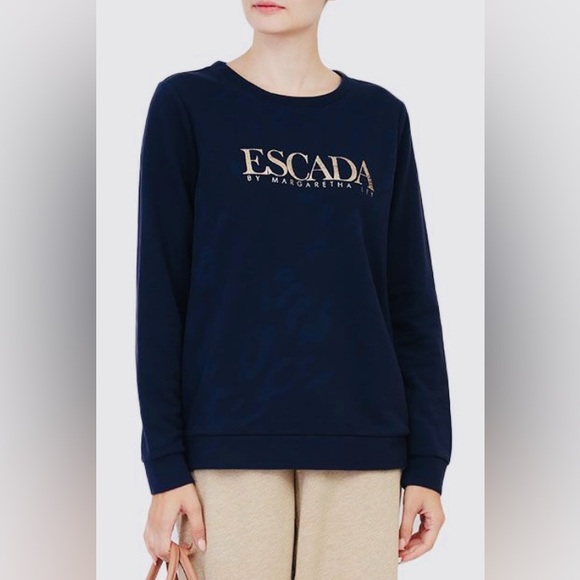Escada Sweaters - Escada by Margaretha Ley Navy Sweater